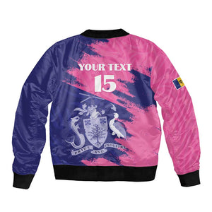 Barbados Royals Cricket Custom Bomber Jacket Coat Of Arms Pink - Blue Color - African Pride
