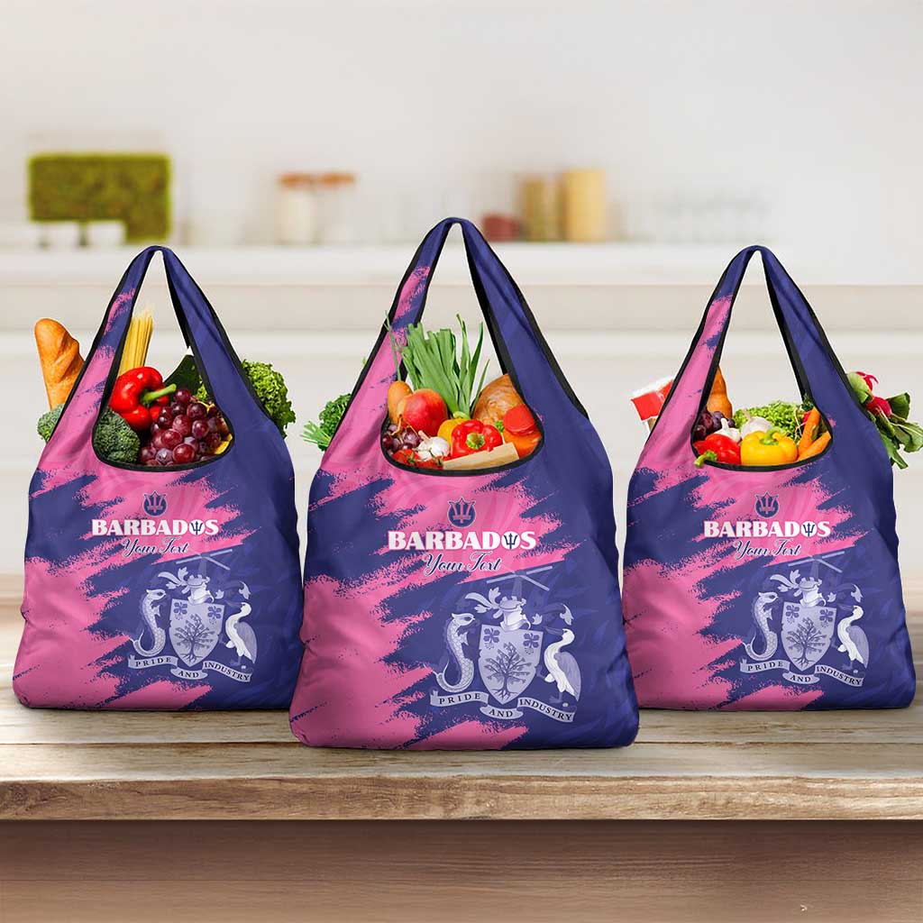 Barbados Royals Cricket Custom Grocery Bag Coat Of Arms Pink - Blue Color - African Pride