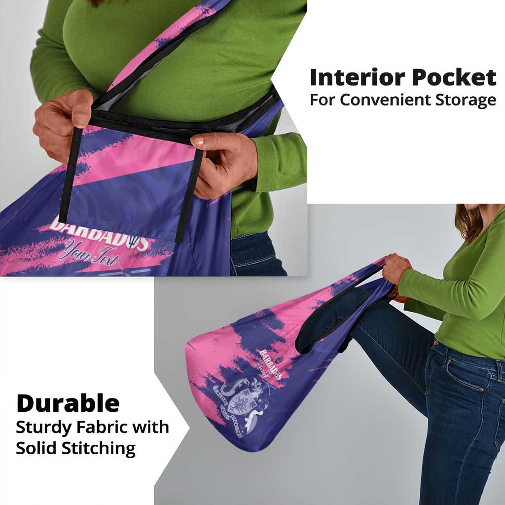 Barbados Royals Cricket Custom Grocery Bag Coat Of Arms Pink - Blue Color - African Pride