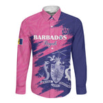 Barbados Royals Cricket Custom Long Sleeve Button Shirt Coat Of Arms Pink - Blue Color - African Pride