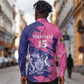 Barbados Royals Cricket Custom Long Sleeve Button Shirt Coat Of Arms Pink - Blue Color - African Pride
