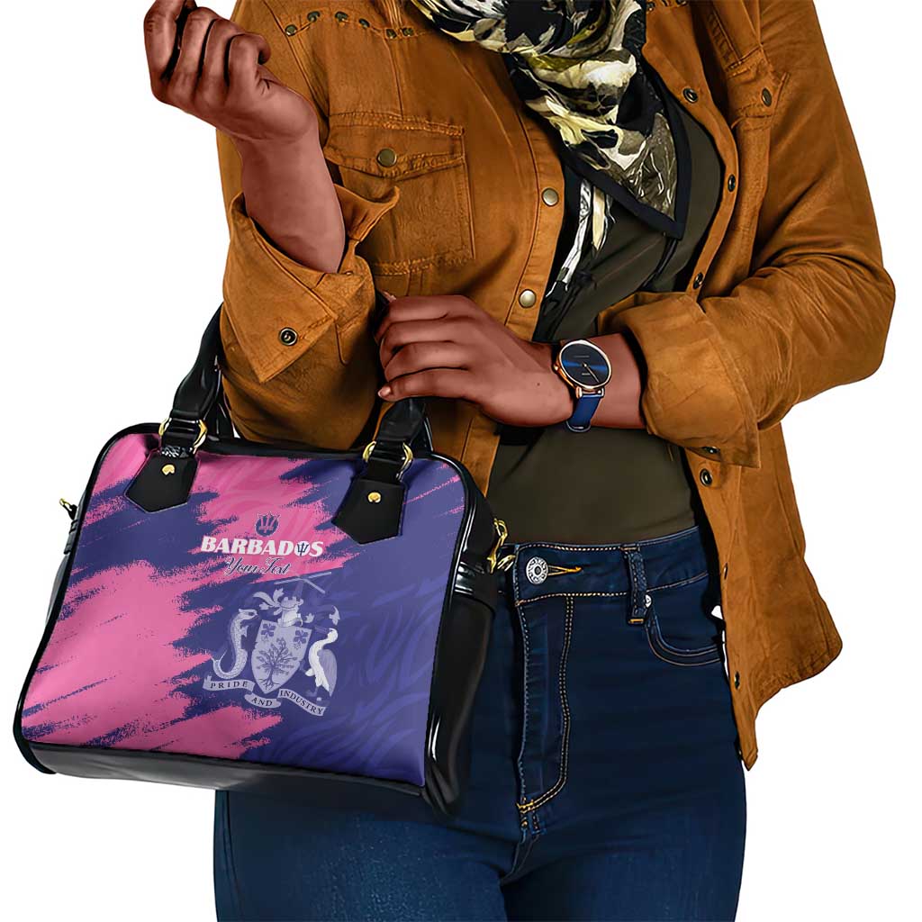 Barbados Royals Cricket Custom Shoulder Handbag Coat Of Arms Pink - Blue Color - African Pride