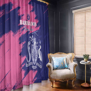 Barbados Royals Cricket Custom Window Curtain Coat Of Arms Pink - Blue Color - African Pride