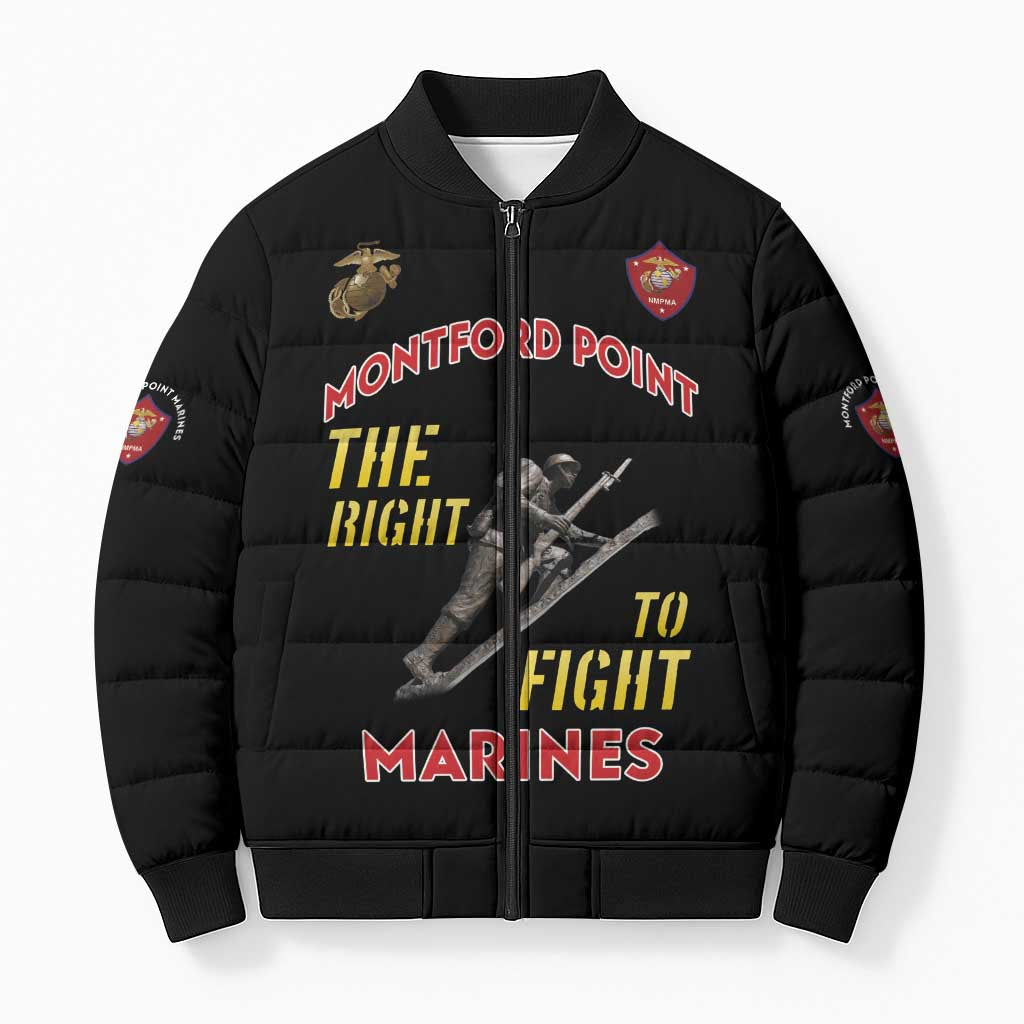 Montford Point Marines Bomber Puffer Jacket The Right To Fight - Black