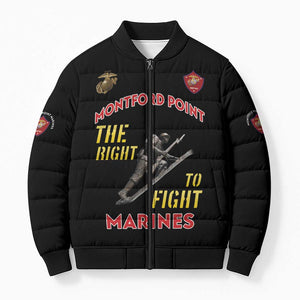 Montford Point Marines Bomber Puffer Jacket The Right To Fight - Black