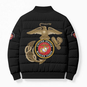 Montford Point Marines Bomber Puffer Jacket The Right To Fight - Black