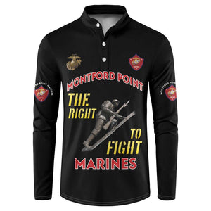 Montford Point Marines Button Sweatshirt The Right To Fight - Black