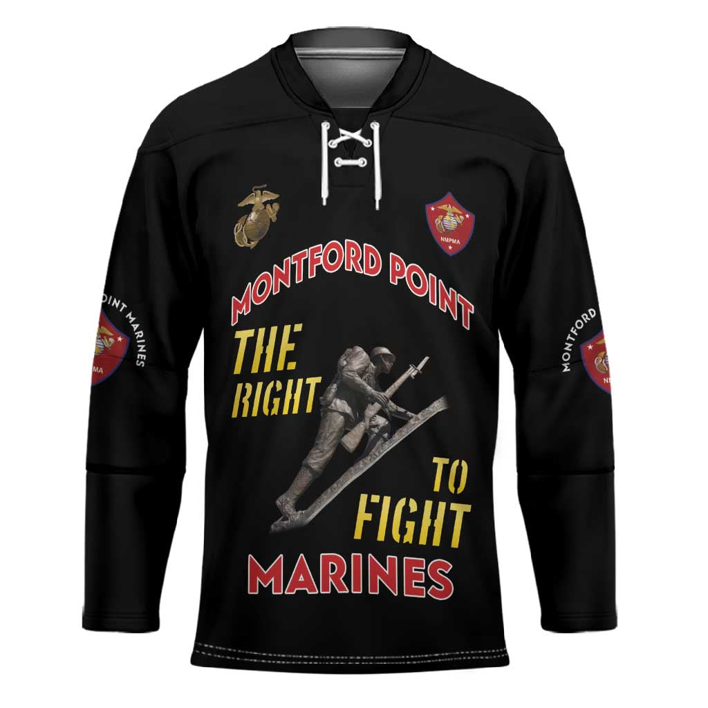 Montford Point Marines Hockey Jersey The Right To Fight - Black