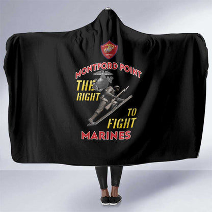 African American Heroes Hooded Blanket Montford Point Marines - Black - African Pride