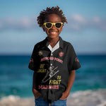 African American Heroes Kid Hawaiian Shirt Montford Point Marines - Black - African Pride