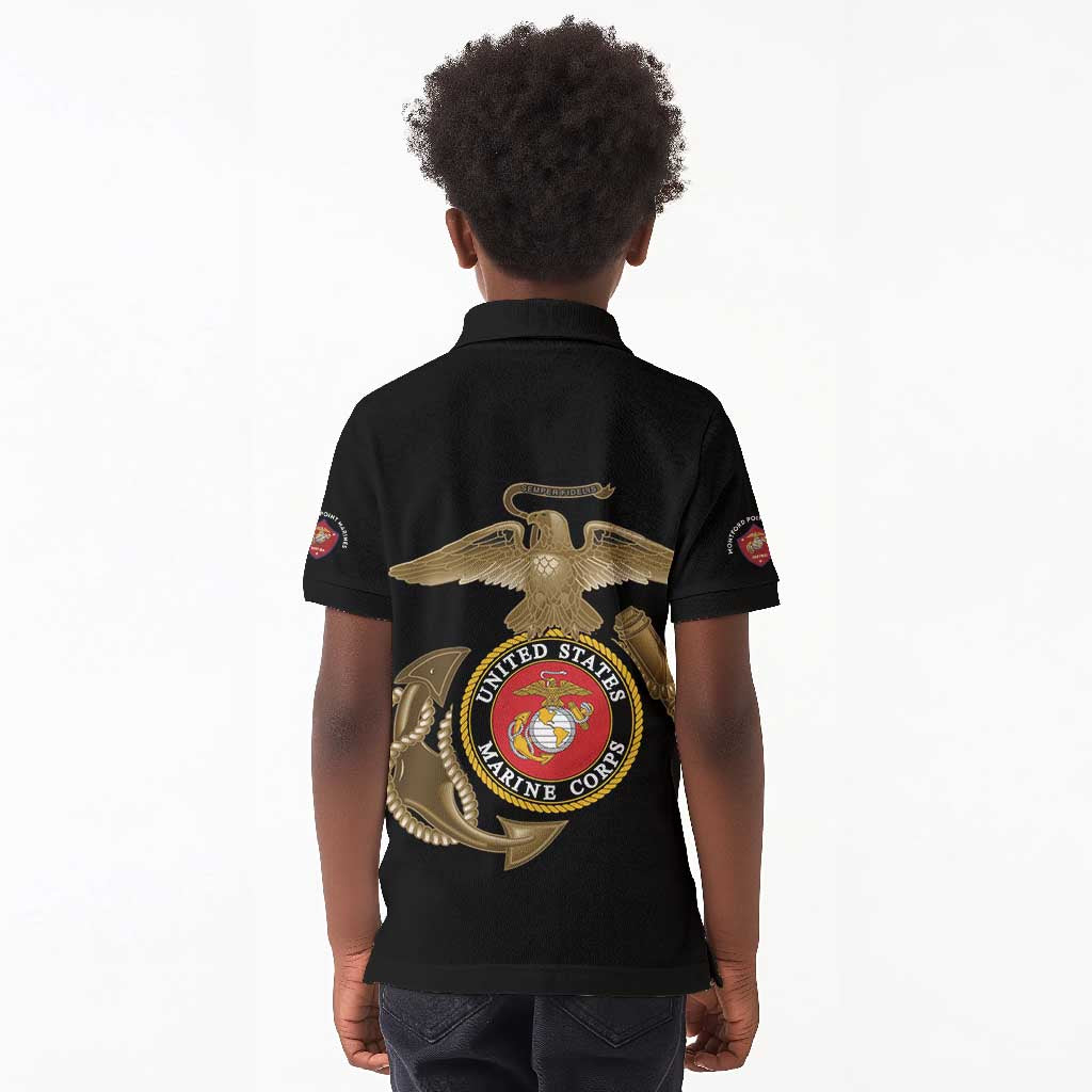 African American Heroes Kid Polo Shirt Montford Point Marines - Black - African Pride