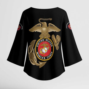 Montford Point Marines Kimono Sleeve Blouse The Right To Fight - Black