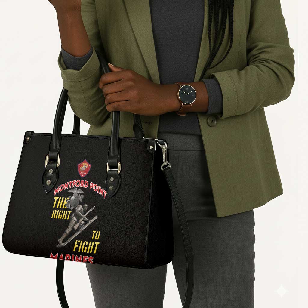 Montford Point Marines Leather Bag The Right To Fight - Black