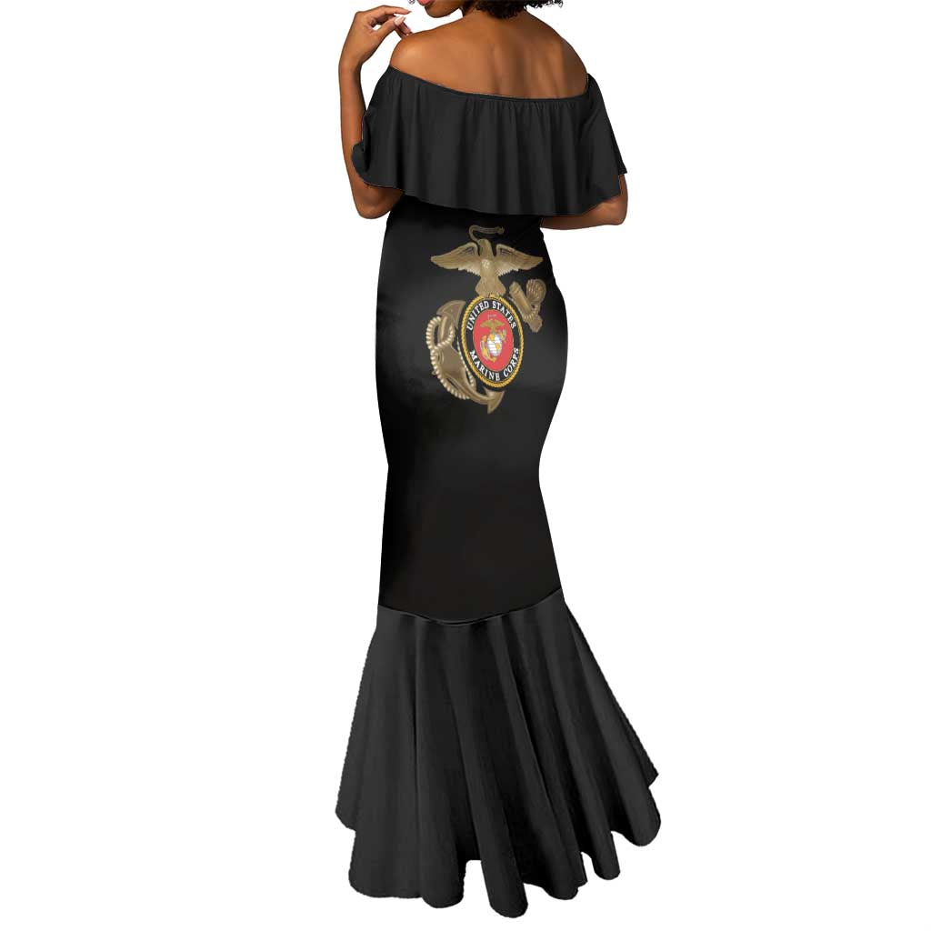 African American Heroes Mermaid Dress Montford Point Marines - Black - African Pride