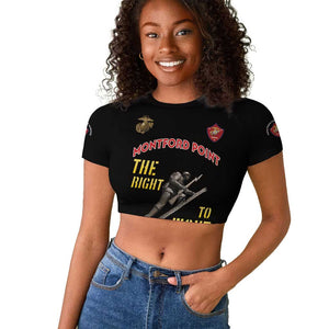 African American Heroes Raglan Cropped T shirt Montford Point Marines - Black - African Pride