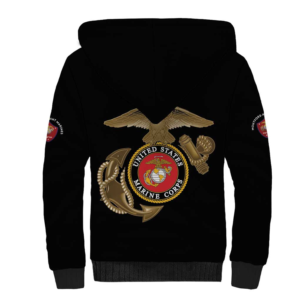 African American Heroes Sherpa Hoodie Montford Point Marines - Black - African Pride