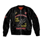 African American Heroes Sleeve Zip Bomber Jacket Montford Point Marines - Black - African Pride