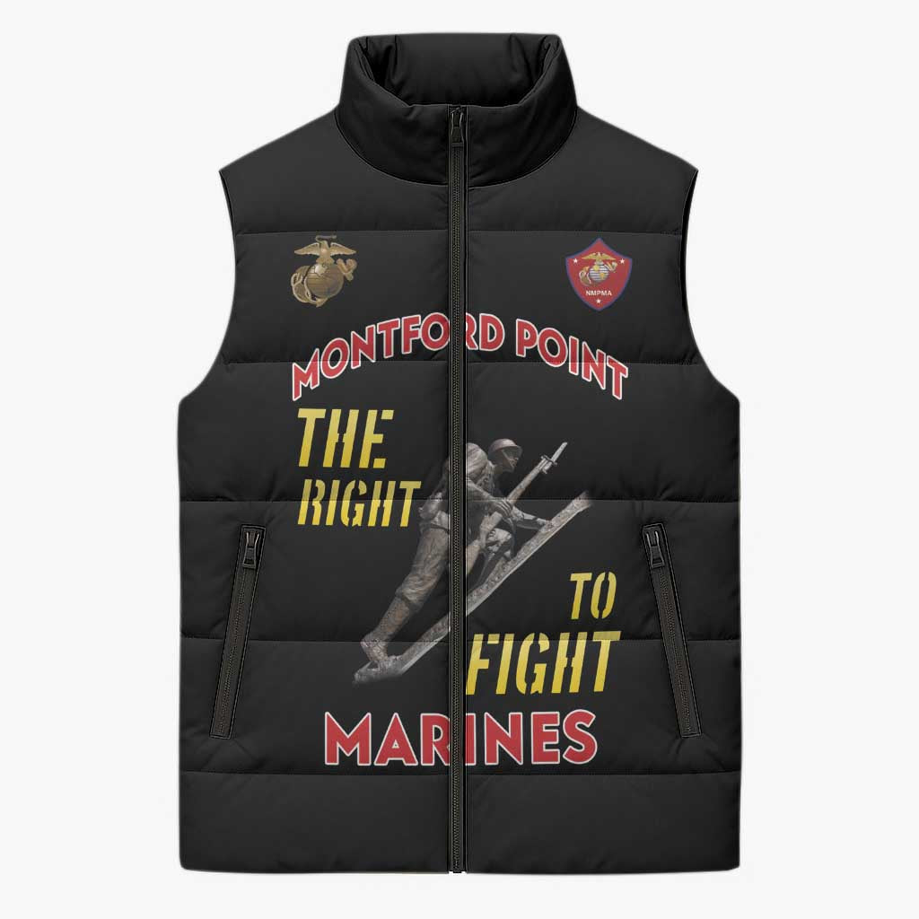 Montford Point Marines Sleeveless Puffer Jacket The Right To Fight - Black