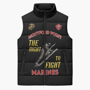 Montford Point Marines Sleeveless Puffer Jacket The Right To Fight - Black