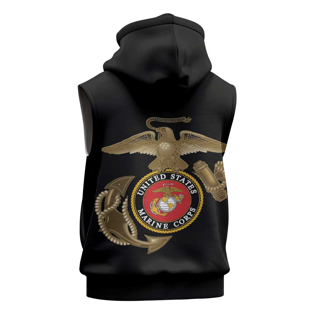 African American Heroes Sleeveless Zip Hoodie Montford Point Marines - Black - African Pride