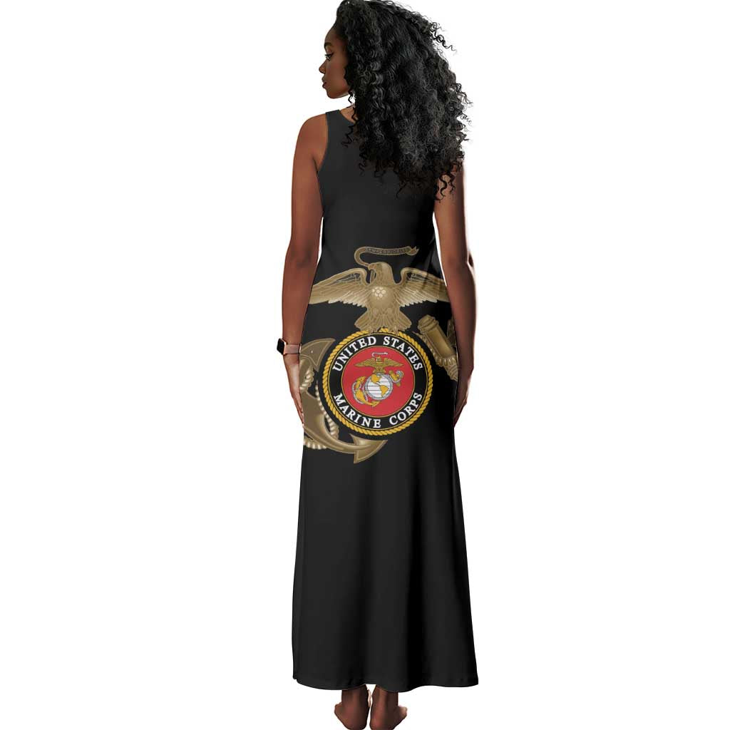 African American Heroes Tank Maxi Dress Montford Point Marines - Black - African Pride