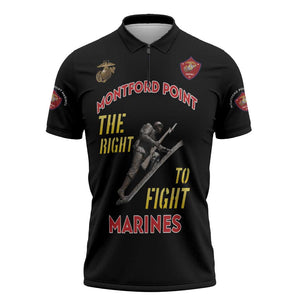 Montford Point Marines Zipper Polo Shirt The Right To Fight - Black