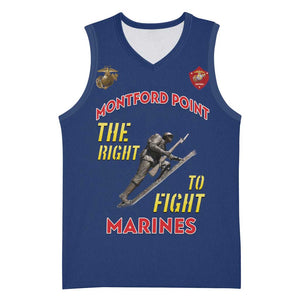 African American Heroes Basketball Jersey Montford Point Marines - Blue LT15