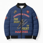 Montford Point Marines Bomber Puffer Jacket The Right To Fight - Blue