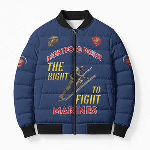 Montford Point Marines Bomber Puffer Jacket The Right To Fight - Blue