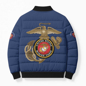 Montford Point Marines Bomber Puffer Jacket The Right To Fight - Blue