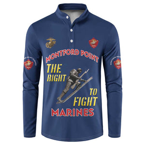 Montford Point Marines Button Sweatshirt The Right To Fight - Blue