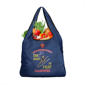 African American Heroes Grocery Bag Montford Point Marines - Blue - African Pride