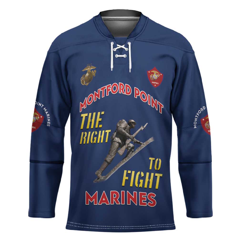 Montford Point Marines Hockey Jersey The Right To Fight - Blue