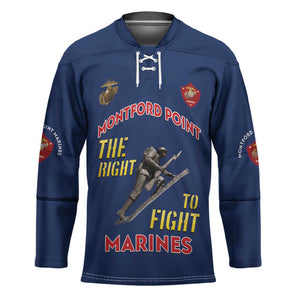 Montford Point Marines Hockey Jersey The Right To Fight - Blue