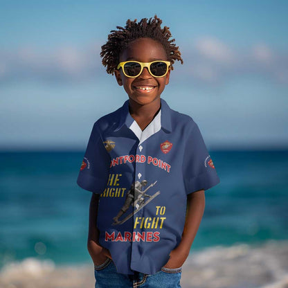 African American Heroes Kid Hawaiian Shirt Montford Point Marines - Blue - African Pride