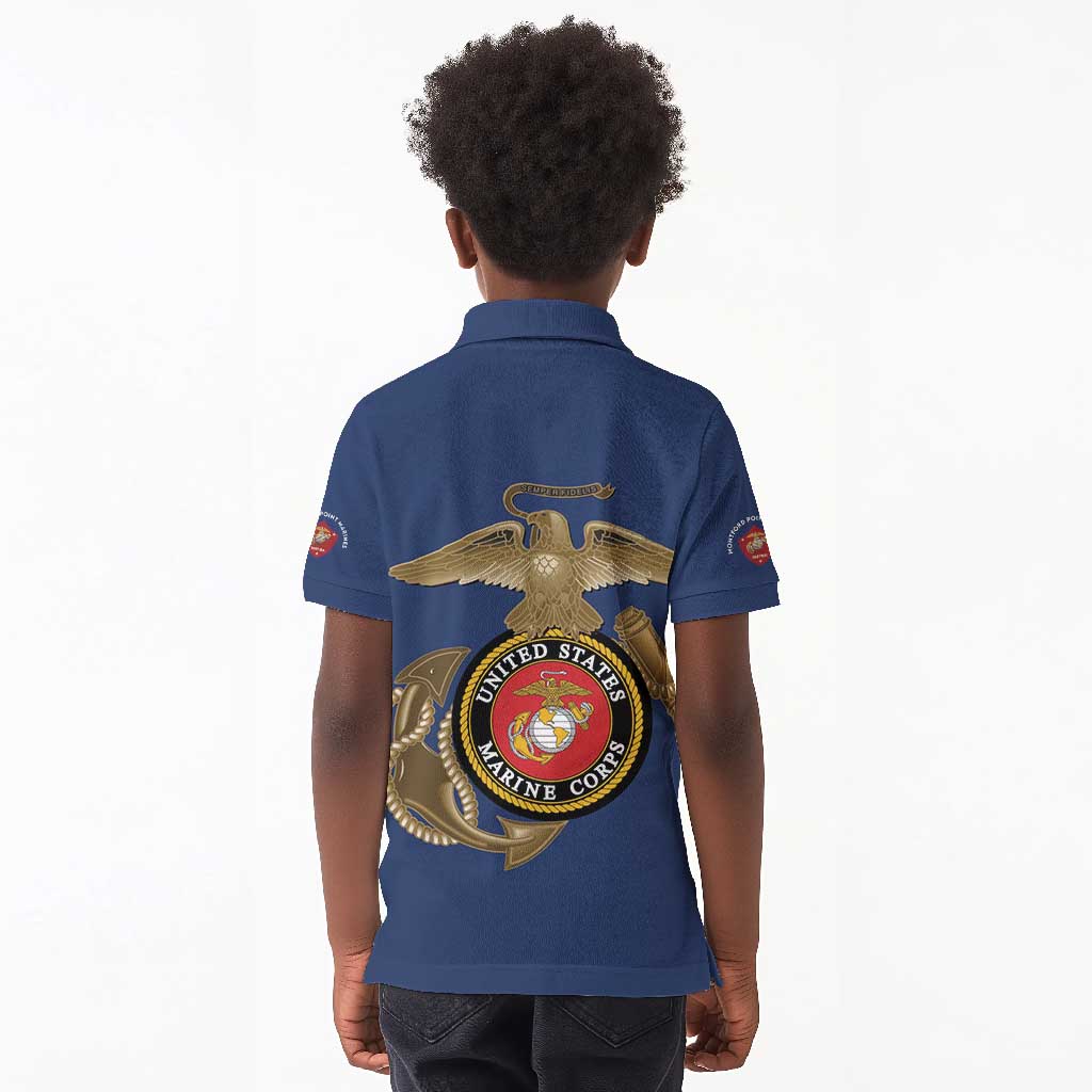 African American Heroes Kid Polo Shirt Montford Point Marines - Blue - African Pride