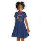 African American Heroes Kid Short Sleeve Dress Montford Point Marines - Blue - African Pride