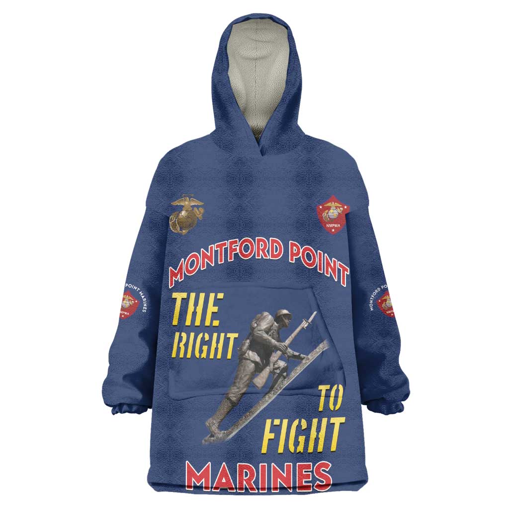 African American Heroes Kid Wearable Blanket Hoodie Montford Point Marines - Blue - African Pride