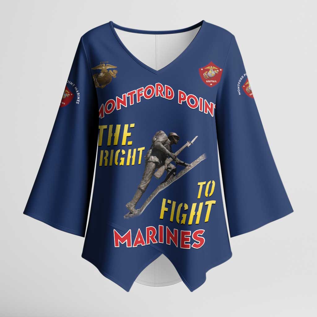 Montford Point Marines Kimono Sleeve Blouse The Right To Fight - Blue