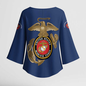 Montford Point Marines Kimono Sleeve Blouse The Right To Fight - Blue