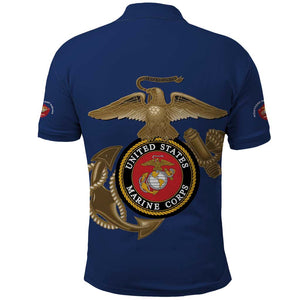 African American Heroes Polo Shirt Montford Point Marines - Blue - African Pride