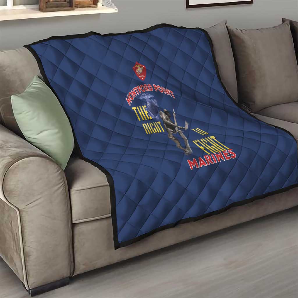 African American Heroes Quilt Montford Point Marines - Blue - African Pride