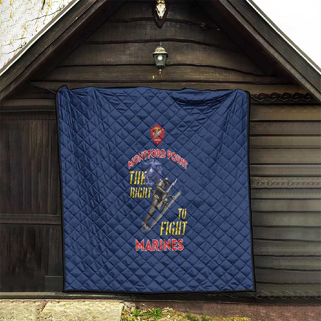 African American Heroes Quilt Montford Point Marines - Blue - African Pride