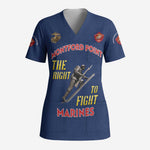 Montford Point Marines Scrub Top The Right To Fight - Blue - African Pride