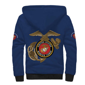 African American Heroes Sherpa Hoodie Montford Point Marines - Blue - African Pride