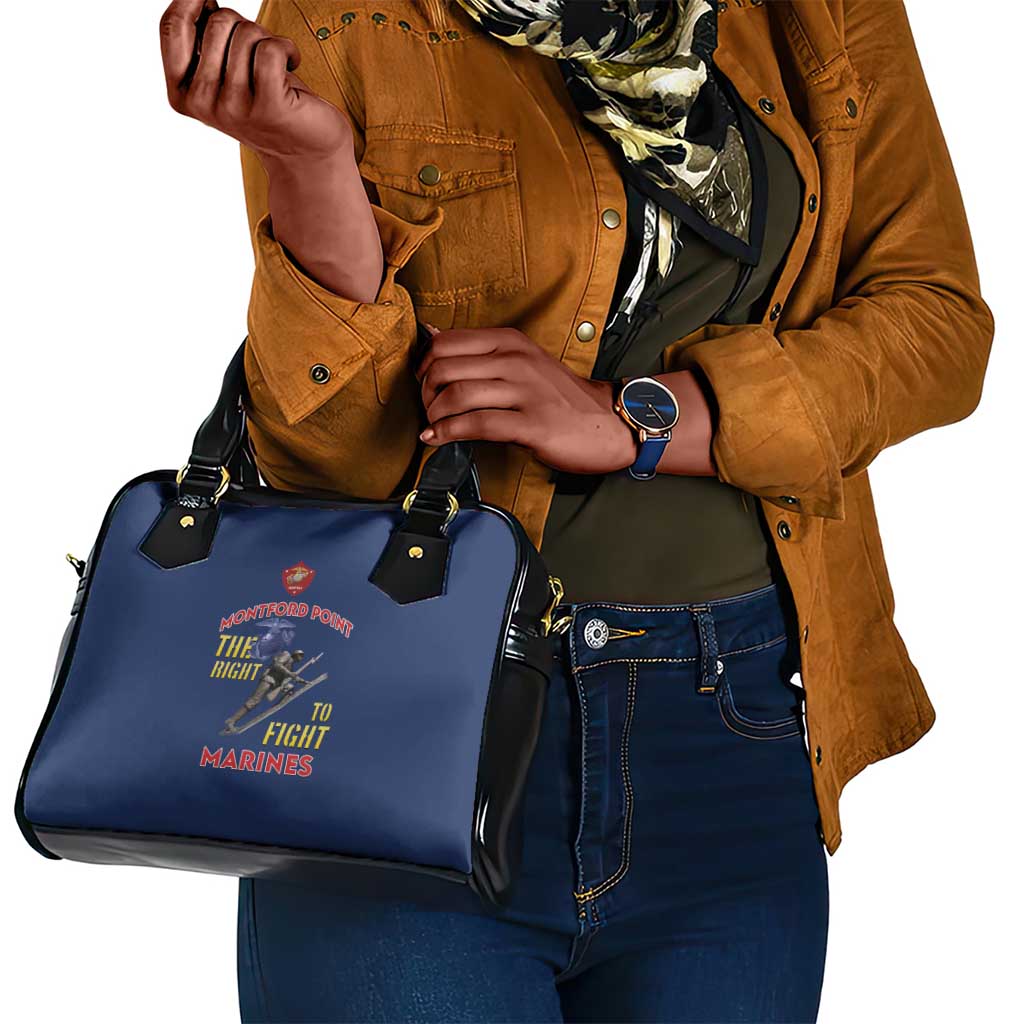 African American Heroes Shoulder Handbag Montford Point Marines - Blue - African Pride