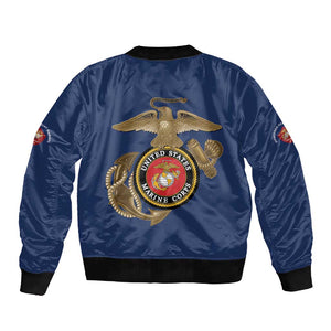 African American Heroes Sleeve Zip Bomber Jacket Montford Point Marines - Blue - African Pride
