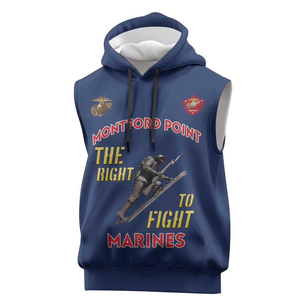 African American Heroes Sleeveless Hoodie Montford Point Marines - Blue - African Pride