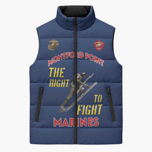 Montford Point Marines Sleeveless Puffer Jacket The Right To Fight - Blue