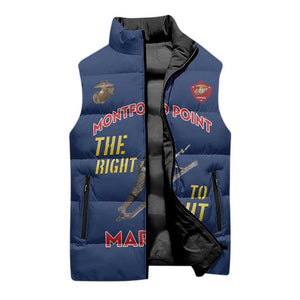 Montford Point Marines Sleeveless Puffer Jacket The Right To Fight - Blue